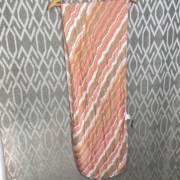Chico’s Scarf NWT Tangerine/ Orange Tan Cream Stripe 100% Rayon - Picture 4 of 4